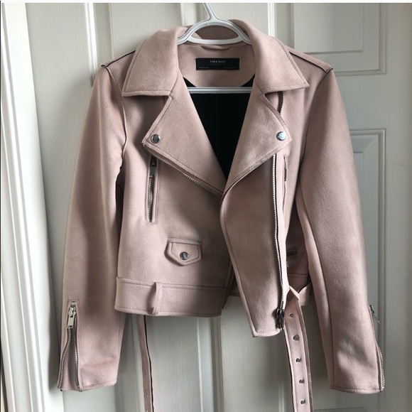 Zara Jackets & Blazers - ZARA blush pink suede moto biker jacket
